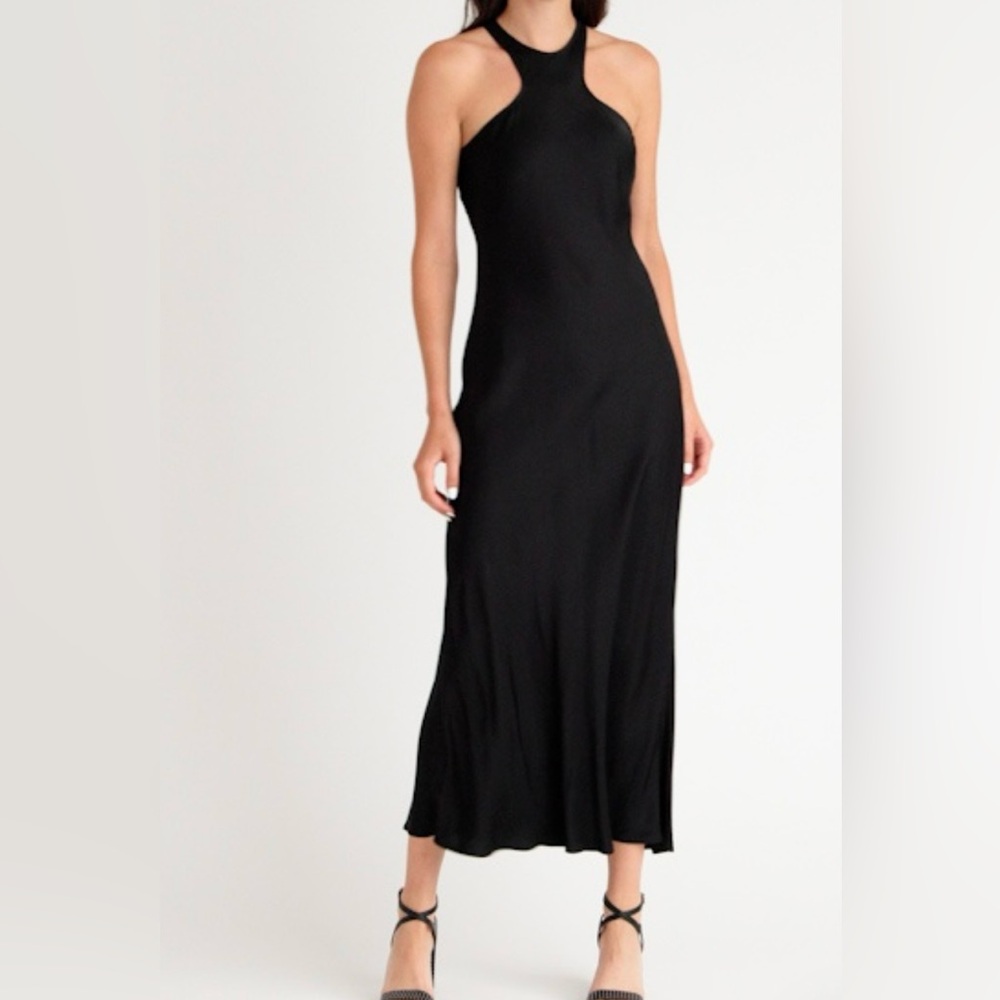 AllSaints Betina Racer-Neck Slip Dress - Black Size 4